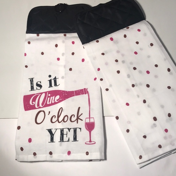 Host Pick ✨Oven Hanging Wine O’clock Kitchen Towels🍷 - Picture 5 of 8